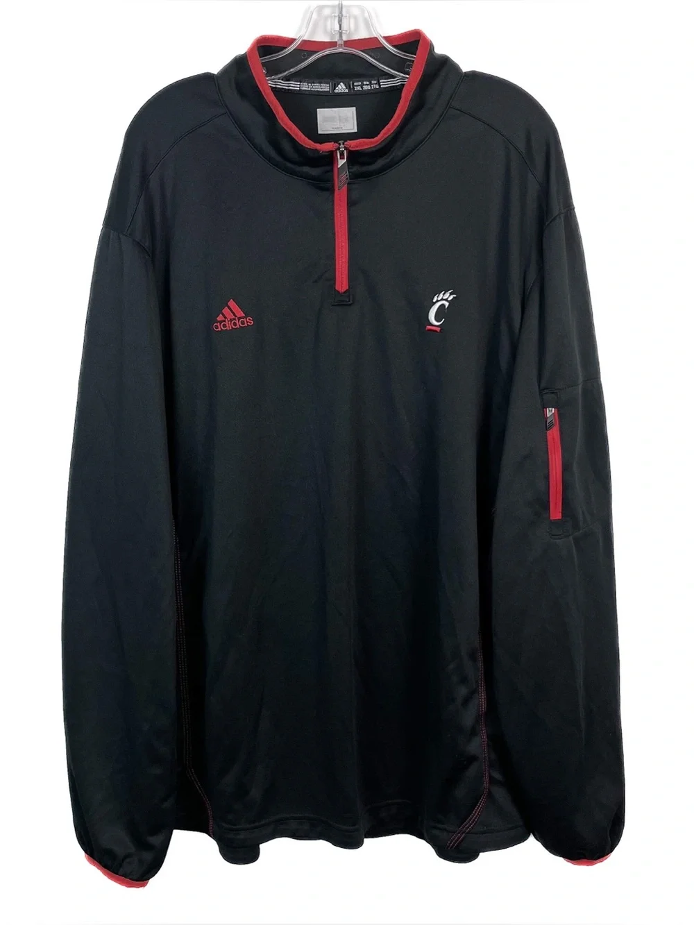 Adidas Cincinnati Bearcats Mens XXL 1/4 Zip Black Red Pullover